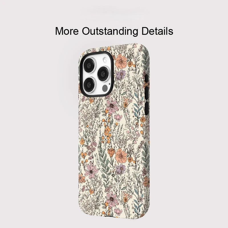 Floral Leaves Print MagSafe Shockproof iPhone Case for iPhone 11–16 Pro Max Series