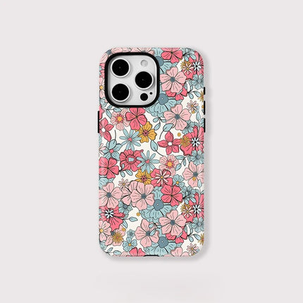Colorful Flower Print MagSafe Shockproof iPhone Case for iPhone 11–16 Pro Max Plus