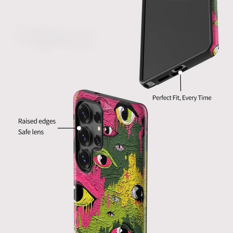 Colourful Painting Eyes Print Double-Layer Shockproof Case for Samsung Galaxy S23–S25 Series