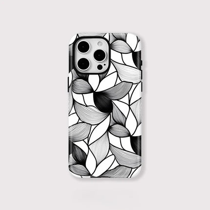 Black and White Lines MagSafe Shockproof iPhone Case for iPhone 11–16 Pro Max