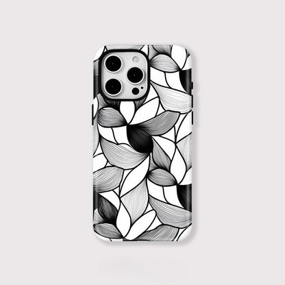 Black and White Lines MagSafe Shockproof iPhone Case for iPhone 11–16 Pro Max