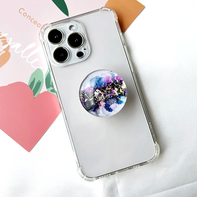 Marble Crack Transparent Folding Phone Socket Grip Stand