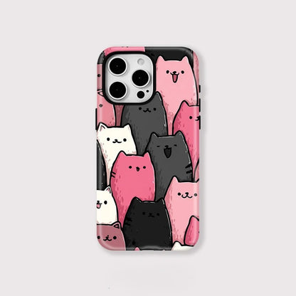 Lovely Cats Pattern MagSafe Shockproof iPhone Case for iPhone 11–16 Pro Max