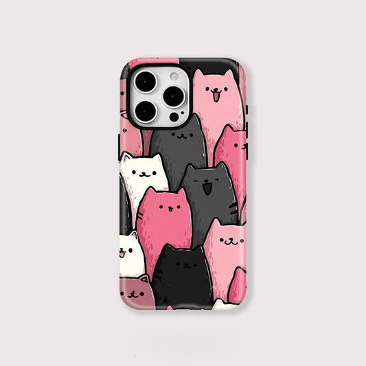 Lovely Cats Pattern MagSafe Shockproof iPhone Case for iPhone 11–16 Pro Max