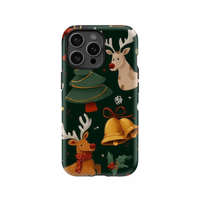 Christmas Tree Deer Pattern Soft Silicone Case for iPhone 11–16 Pro Max
