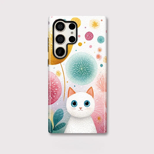 Cute Cartoon Cat Matte Shockproof Phone Case for Samsung Galaxy S23–S25