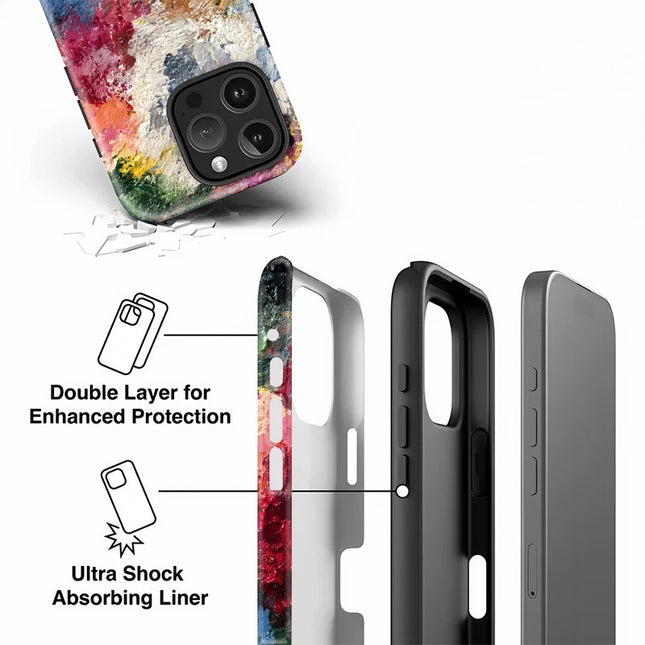 Colorful Painting Shockproof Dual-Layer Silicone Case for iPhone 11–16 Pro Max