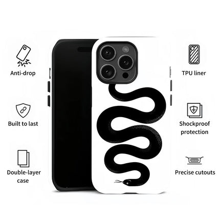 Snake Pattern Double-Layer Anti-Knock Case for iPhone 11–16 Pro Max