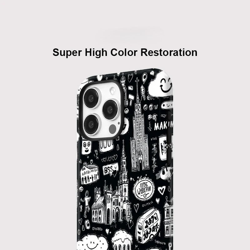 Cartoon Painting Pattern MagSafe Shockproof iPhone Case for iPhone 11–16 Pro Max