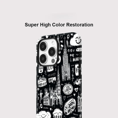 Cartoon Painting Pattern MagSafe Shockproof iPhone Case for iPhone 11–16 Pro Max