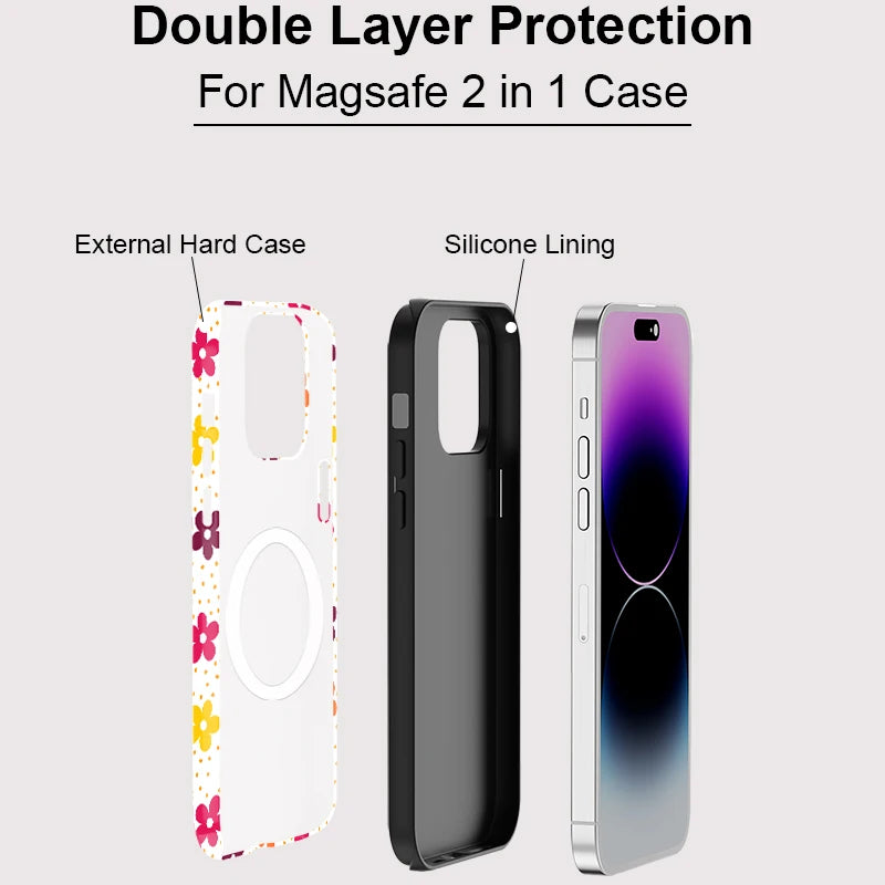 Colorful Flower Pattern MagSafe Shockproof iPhone Case for iPhone 11–16 Pro Max