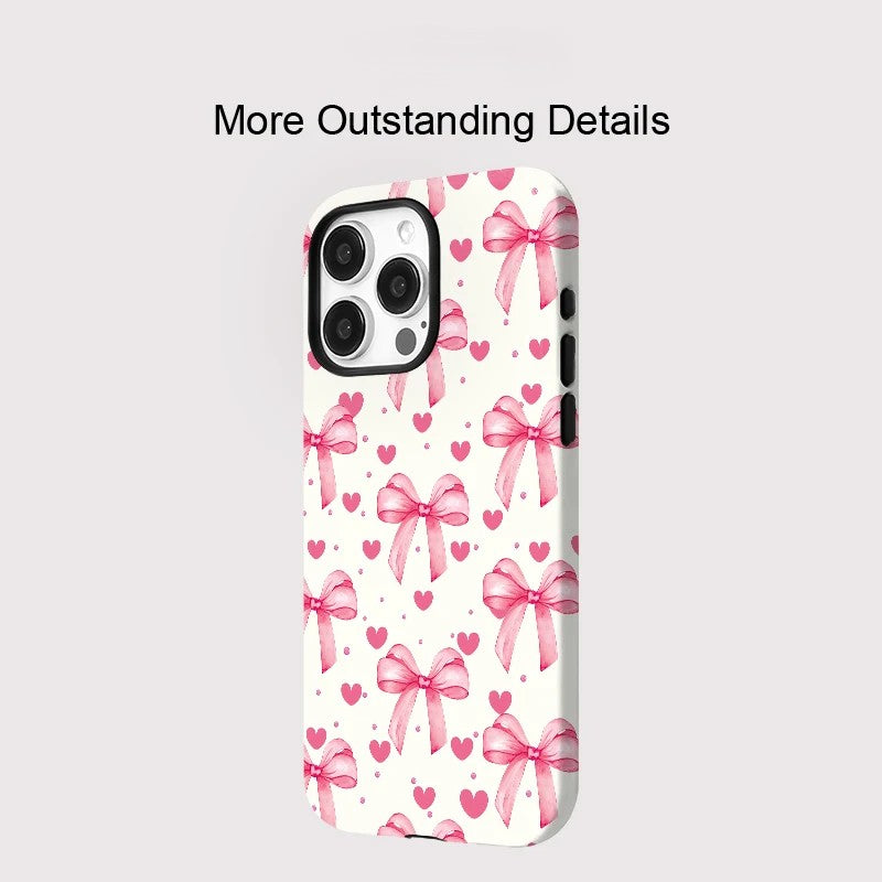 Cute Bow Knot Love Heart MagSafe Shockproof iPhone Case for iPhone 11–16 Pro Max Plus