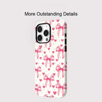 Cute Bow Knot Love Heart MagSafe Shockproof iPhone Case for iPhone 11–16 Pro Max Plus