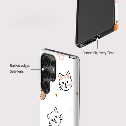 Cute Cat Shockproof Acrylic Phone Case for Samsung Galaxy S23–S25