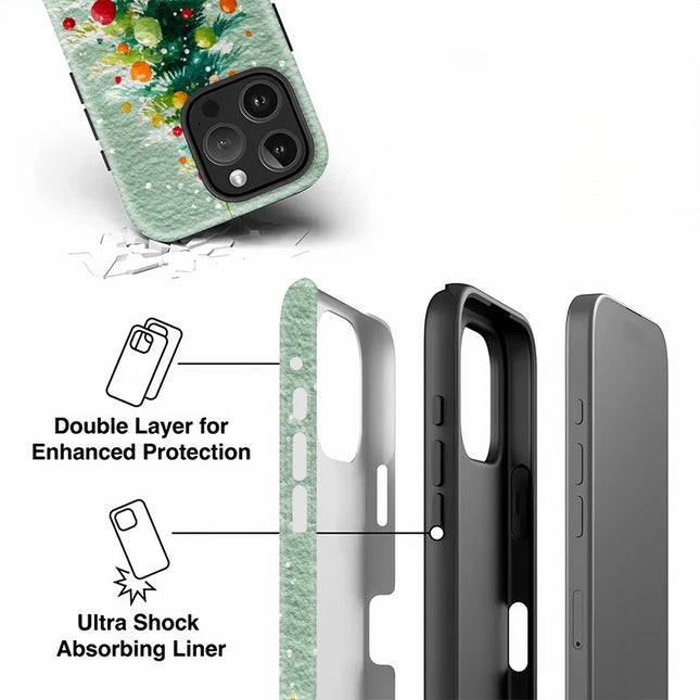 Christmas Tree Shockproof Acrylic Matte TPU Case for iPhone 11–16 Pro Max