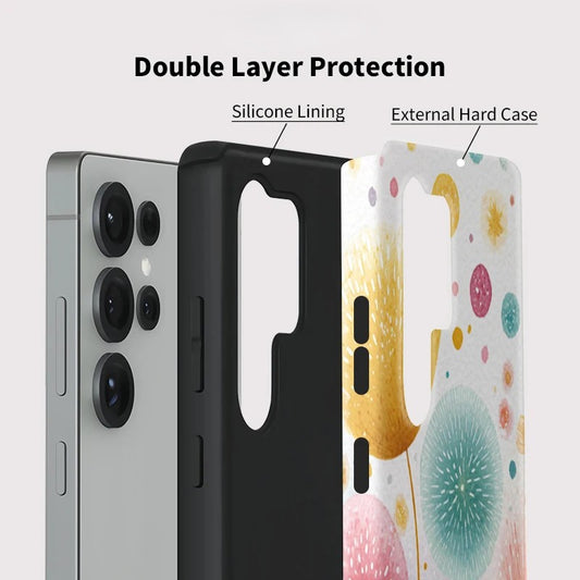 Cute Cartoon Cat Matte Shockproof Phone Case for Samsung Galaxy S23–S25