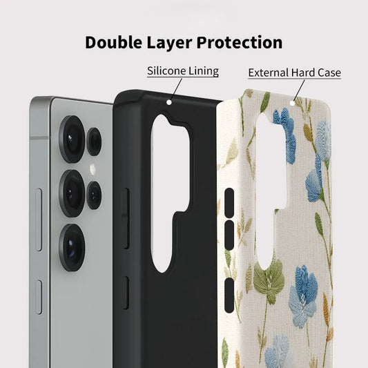 Flower Print Shockproof Phone Case for Samsung Galaxy S23–S25