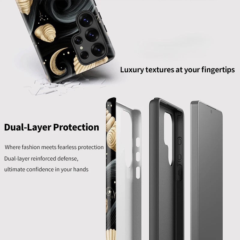 Starfish Conch Shell Pattern Shockproof Case for Samsung Galaxy S23–S25 Series