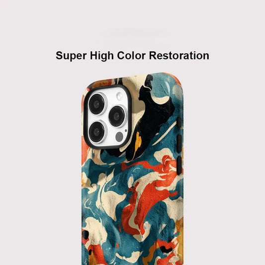 Art Painting Matte Silicone MagSafe Shockproof iPhone Case for iPhone 11–16 Pro Max