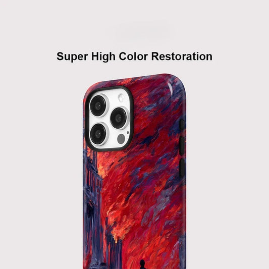 Luxury Red Sky Pattern Matte MagSafe Shockproof iPhone Case for iPhone 11–16 Pro Max