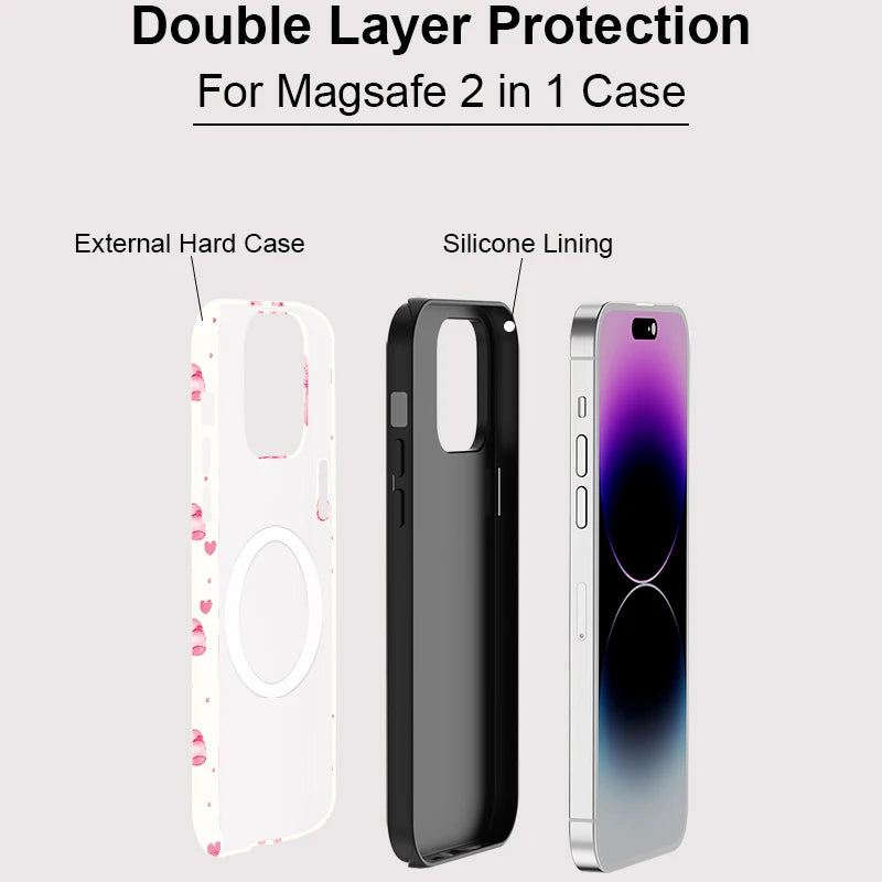 Cute Bow Knot Love Heart MagSafe Shockproof iPhone Case for iPhone 11–16 Pro Max Plus