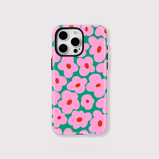 Matte Flower Pattern MagSafe Shockproof iPhone Case for iPhone 11–16 Pro Max Plus