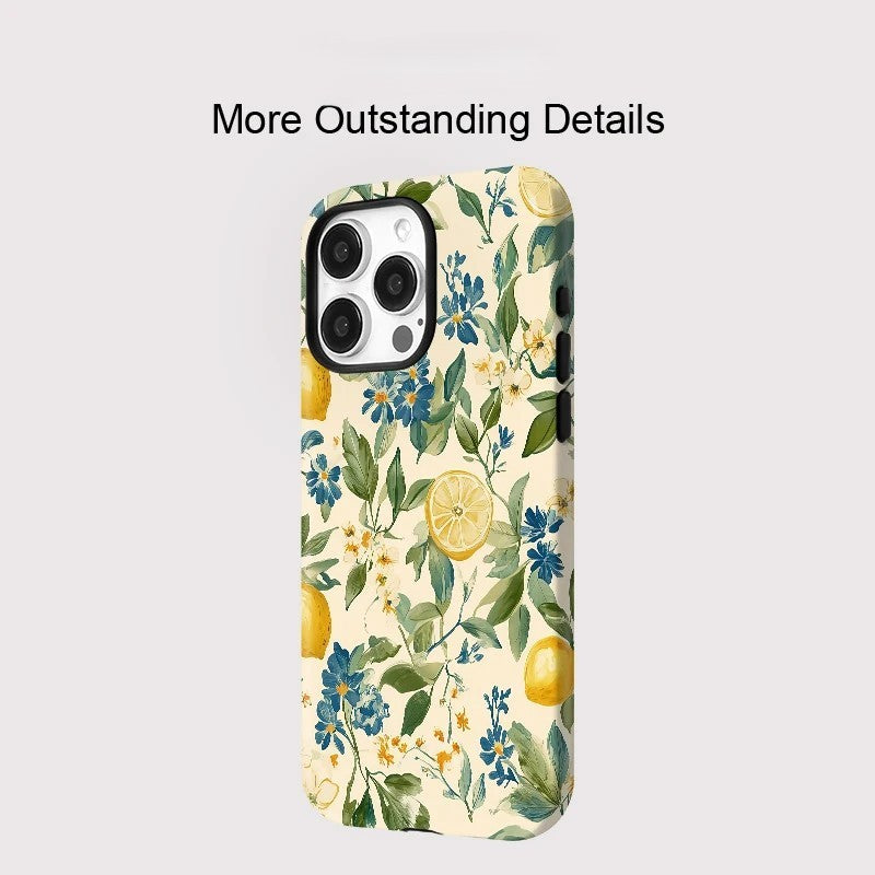 Flower & Lemon MagSafe Shockproof Case for iPhone 11–16 Pro Max