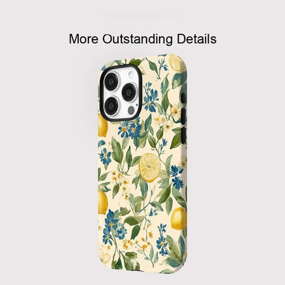 Flower & Lemon MagSafe Shockproof Case for iPhone 11–16 Pro Max