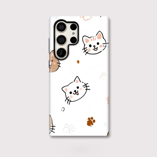 Cute Cat Shockproof Acrylic Phone Case for Samsung Galaxy S23–S25