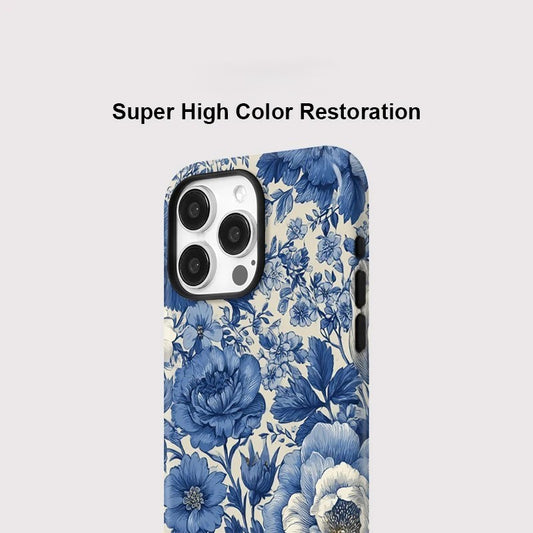 Silicone Flower Print MagSafe Shockproof iPhone Case for iPhone 11–16 Series