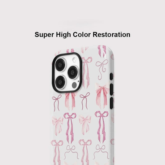 Elegant Pink Bow Knot MagSafe Shockproof iPhone Case for iPhone 11–16 Pro Max Plus