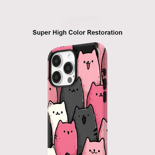 Lovely Cats Pattern MagSafe Shockproof iPhone Case for iPhone 11–16 Pro Max