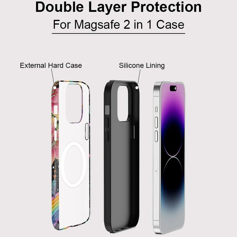 Flowers Pattern MagSafe Shockproof iPhone Case for iPhone 11–16 Pro Max