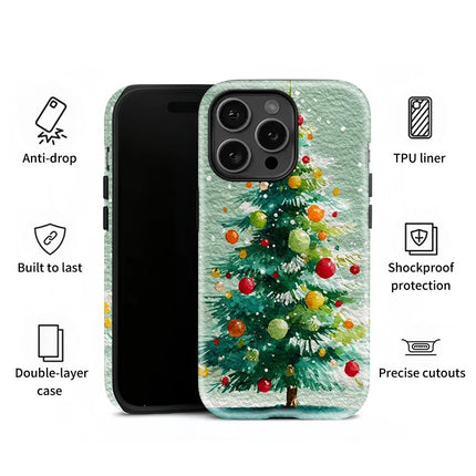Christmas Tree Shockproof Acrylic Matte TPU Case for iPhone 11–16 Pro Max