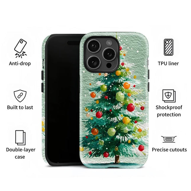 Christmas Tree Shockproof Acrylic Matte TPU Case for iPhone 11–16 Pro Max