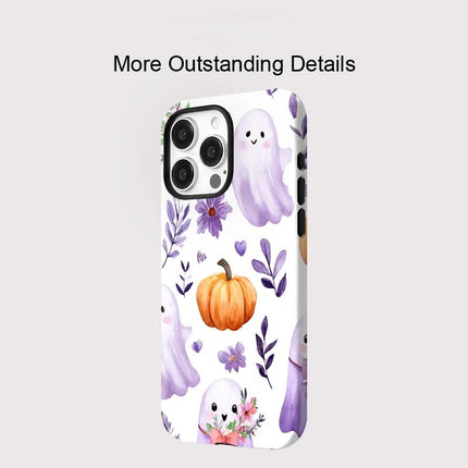 Floral Pumpkin Ghost Magnetic Matte MagSafe Case for iPhone 11–16 Pro Max