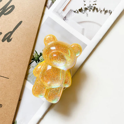 Cartoon Glitter Bear Foldable Phone Holder Grip Stand