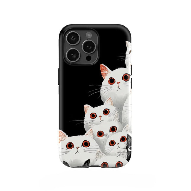 Cute Cats Pattern Soft Silicone Acrylic Protective Case for iPhone 11–16 Pro Max