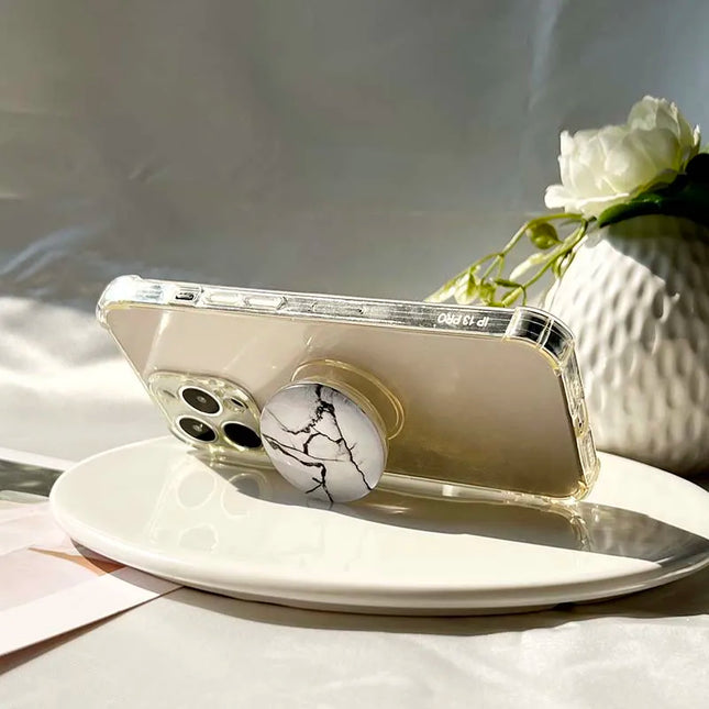 Marble Crack Transparent Folding Phone Socket Grip Stand