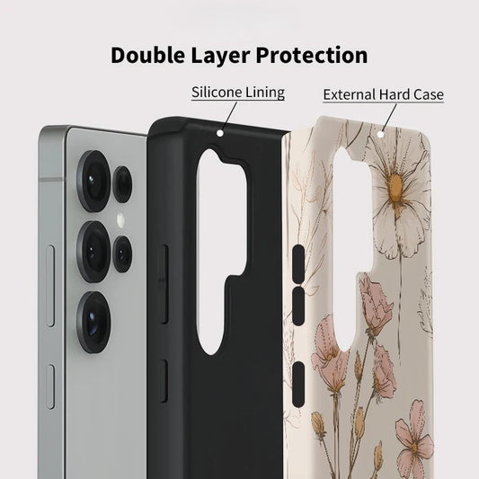 Flower Pattern Shockproof Phone Case for Samsung Galaxy S23–S25
