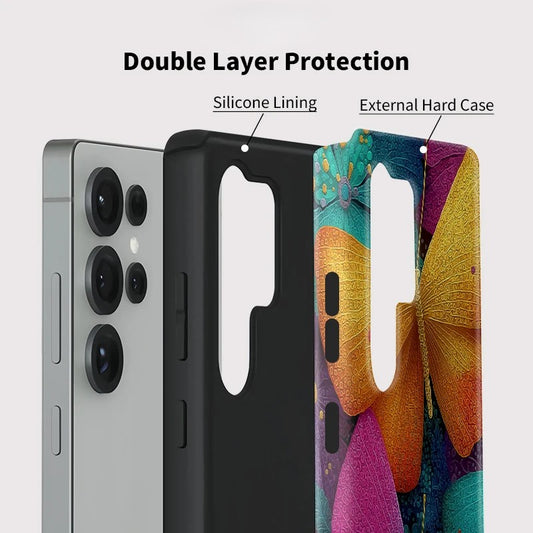 Butterfly Shockproof Matte Silicone Phone Case for Samsung Galaxy S23–S25