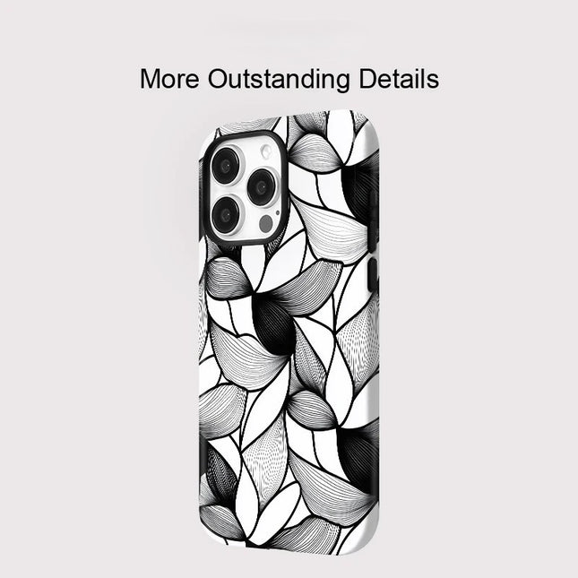 Black and White Lines MagSafe Shockproof iPhone Case for iPhone 11–16 Pro Max