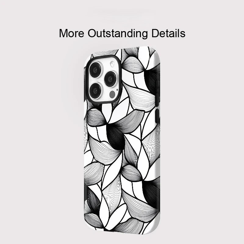 Black and White Lines MagSafe Shockproof iPhone Case for iPhone 11–16 Pro Max
