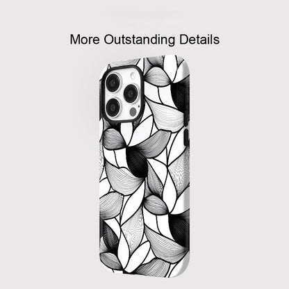 Black and White Lines MagSafe Shockproof iPhone Case for iPhone 11–16 Pro Max
