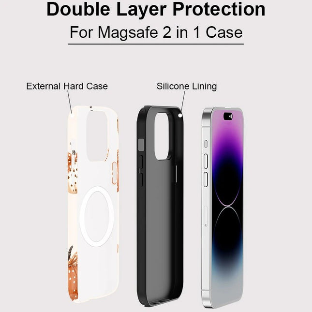 Pumpkin Bow Knot Double-Layer Silicone MagSafe Case for iPhone 11–16 Pro Max