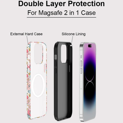 Colorful Flower Print MagSafe Shockproof iPhone Case for iPhone 11–16 Pro Max Plus