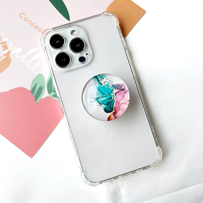 Marble Crack Transparent Folding Phone Socket Grip Stand