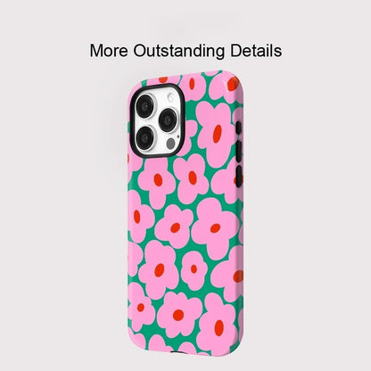 Matte Flower Pattern MagSafe Shockproof iPhone Case for iPhone 11–16 Pro Max Plus