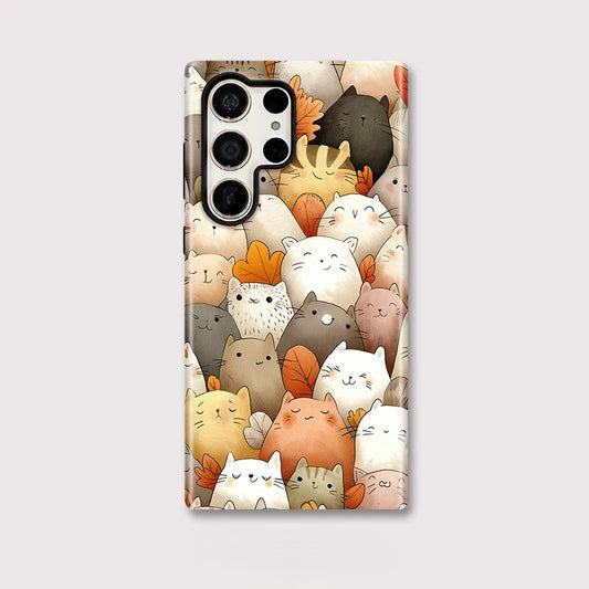 Cute Cartoon Cats Pattern Shockproof Case for Samsung Galaxy S23–S25 Series