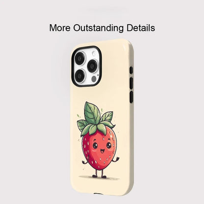 Cartoon Strawberry Pattern MagSafe Shockproof iPhone Case for iPhone 11–16 Pro Max